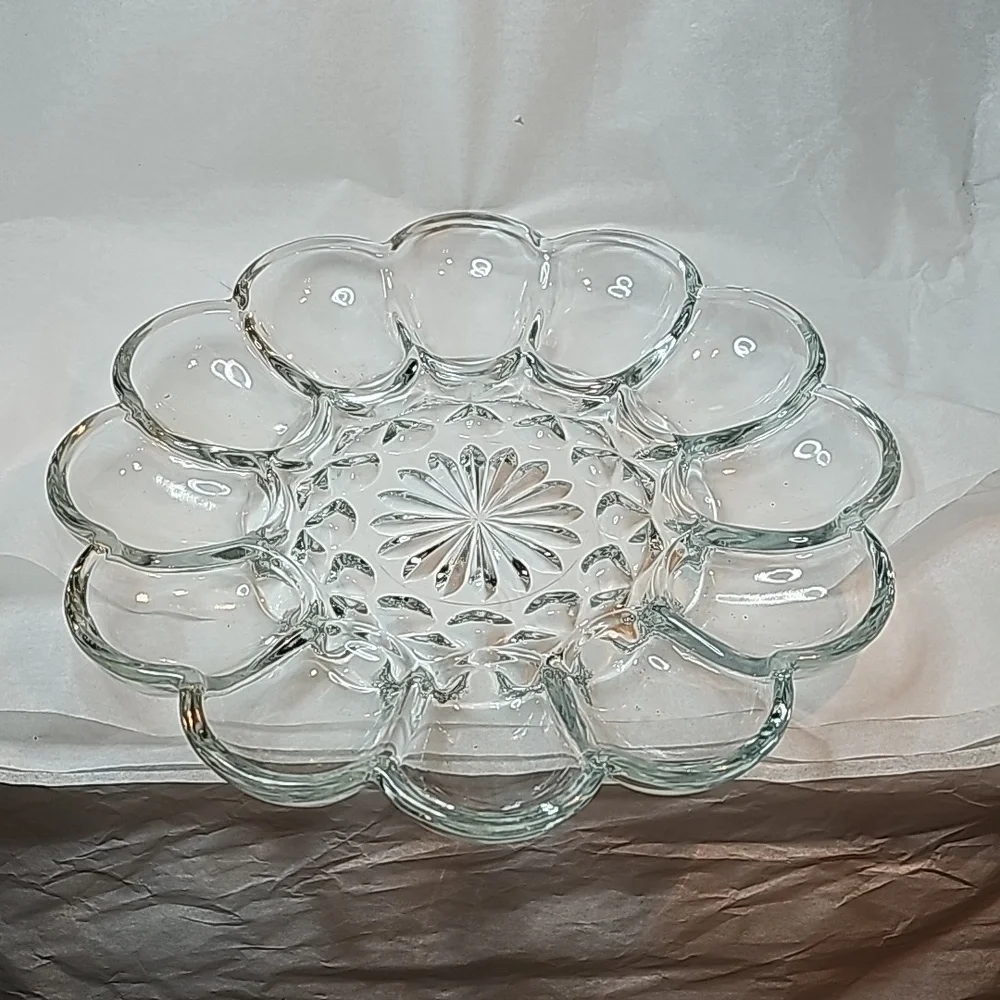 Vintage Glass Deviled Egg Tray - Picture 1 of 2
